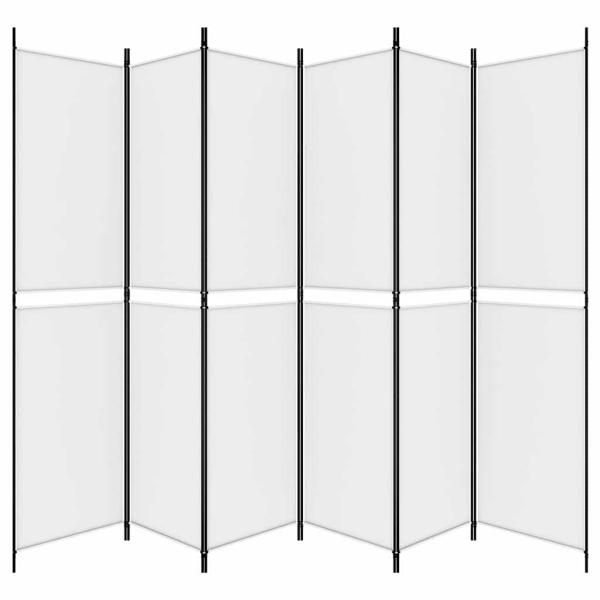 6-tlg. Paravent Weiß 300x220 cm Stoff