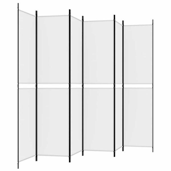 6-tlg. Paravent Weiß 300x220 cm Stoff