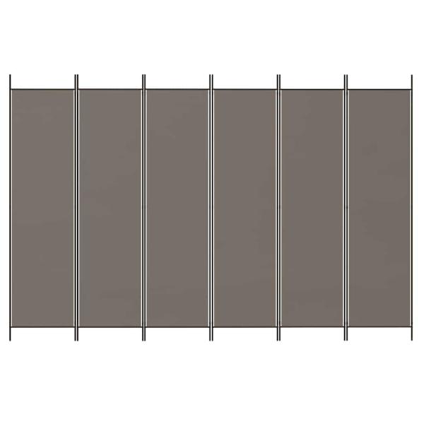 6-tlg. Paravent Anthrazit 300x200 cm Stoff