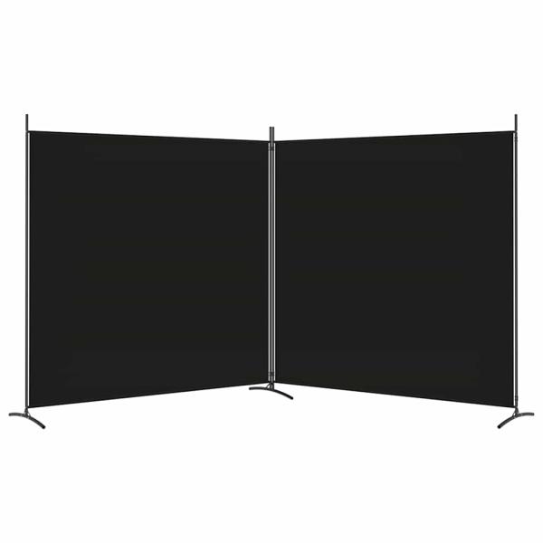 2-tlg. Paravent Schwarz 348x180 cm Stoff