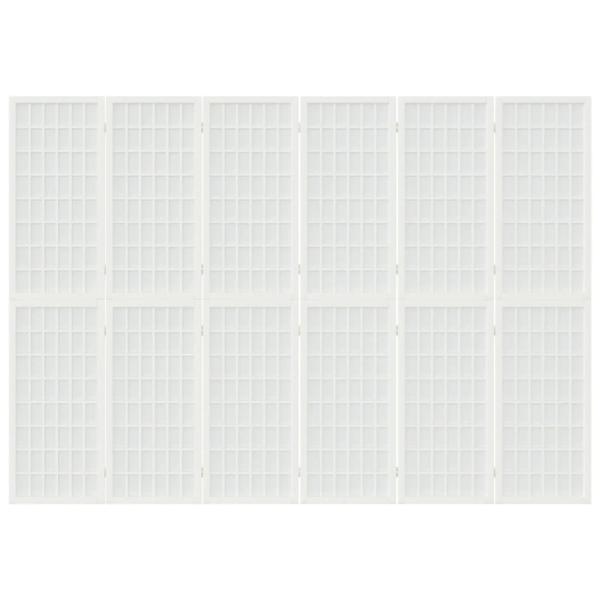 6-tlg. Paravent Japanischer Stil Faltbar 240x170 cm Weiß