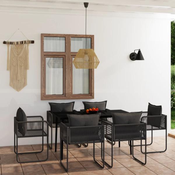 ARDEBO.de - 7-tlg. Garten-Essgruppe Schwarz