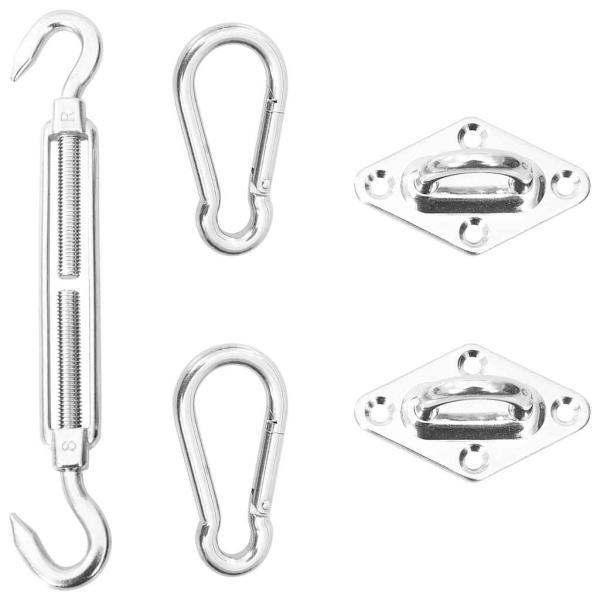 ARDEBO.de - 5-tlg. Sonnensegel-Befestigungsset Edelstahl