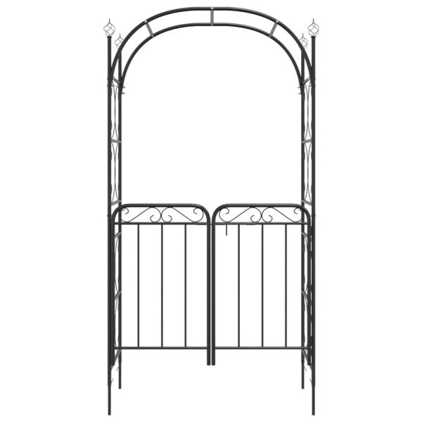 Gartenbogen mit Tor Schwarz 108x45x235 cm Stahl