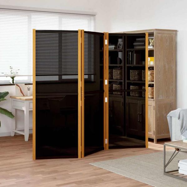 ARDEBO.de - 3-tlg. Raumteiler Schwarz 210x180 cm