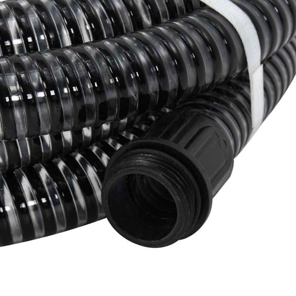 Saugschlauch mit Messing-Anschlüssen Schwarz 1,1" 10 m PVC