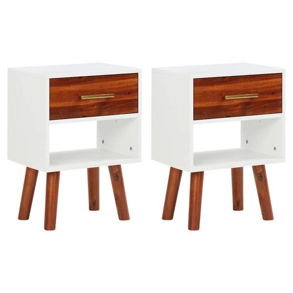 ARDEBO.de - Nachttisch 2 Stk. Akazienholz Massiv 40x30x57 cm