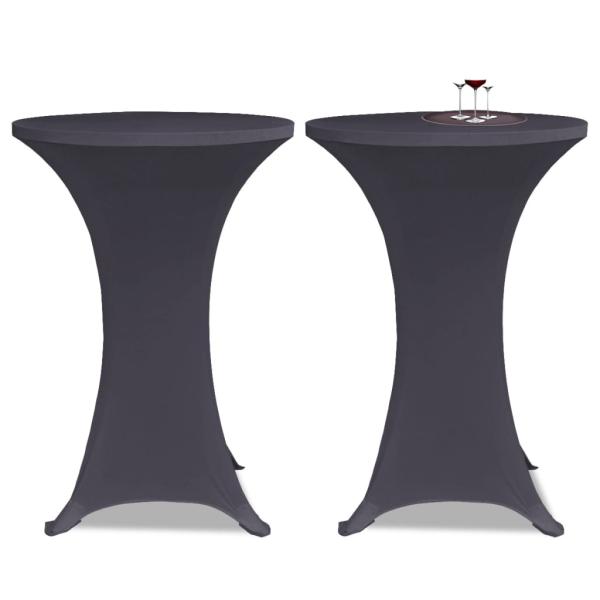 ARDEBO.de - Tischhusse Stretchhusse 2 Stk 60 cm Anthrazit