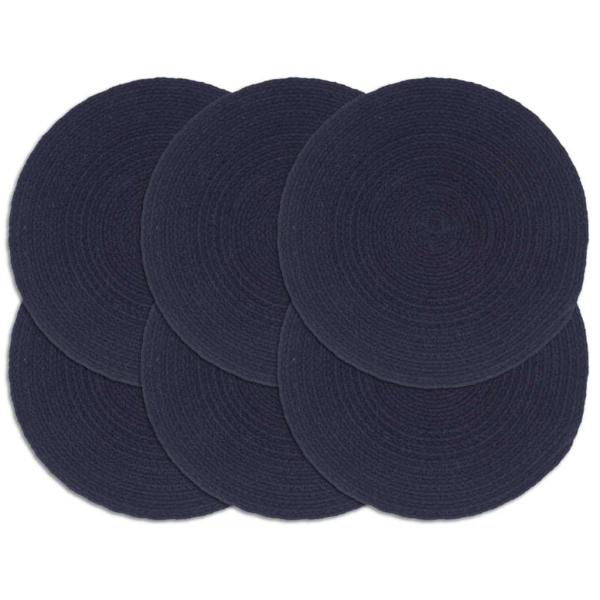 ARDEBO.de - Tischsets 6 Stk. Marineblau 38 cm Rund Baumwolle