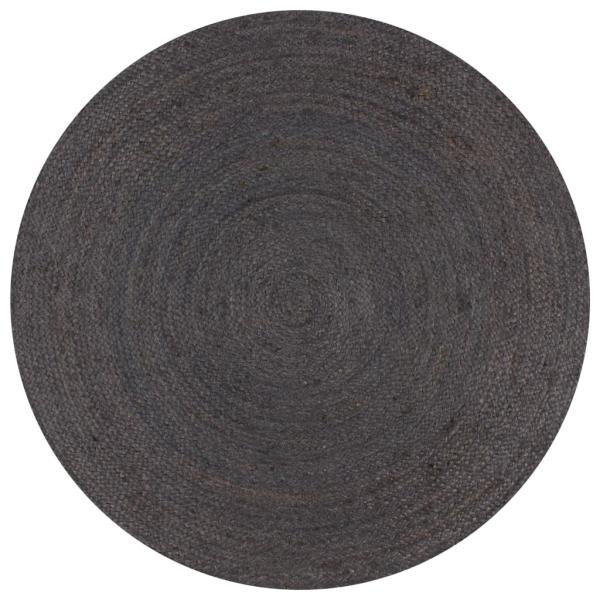 ARDEBO.de - Teppich Handgefertigt Jute Rund 90 cm Dunkelgrau