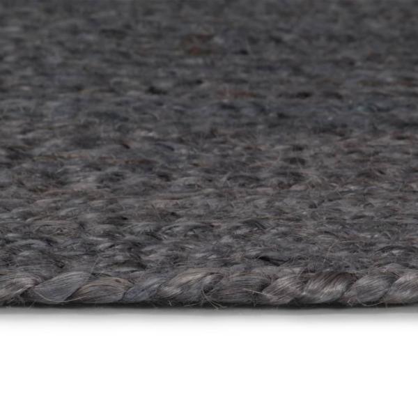 Teppich Handgefertigt Jute Rund 90 cm Dunkelgrau