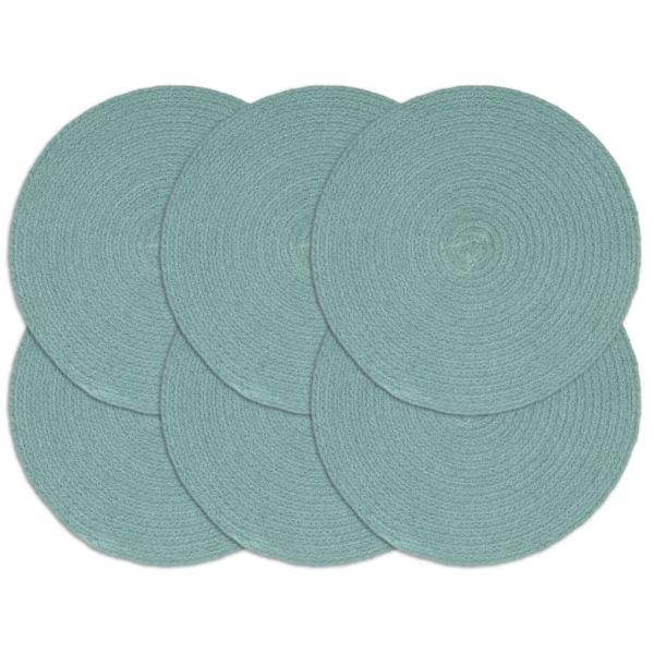 ARDEBO.de - Tischsets 6 Stk. Grün 38 cm Rund Baumwolle