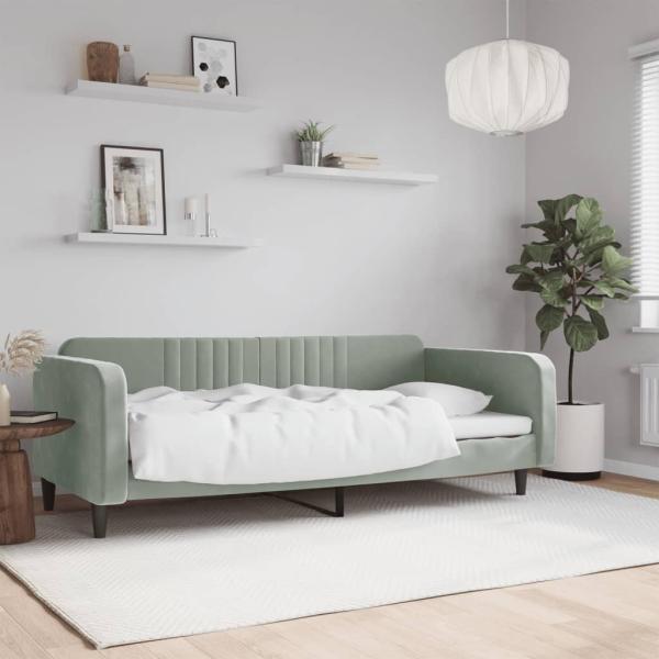 ARDEBO.de - Tagesbett Hellgrau 90x190 cm Samt