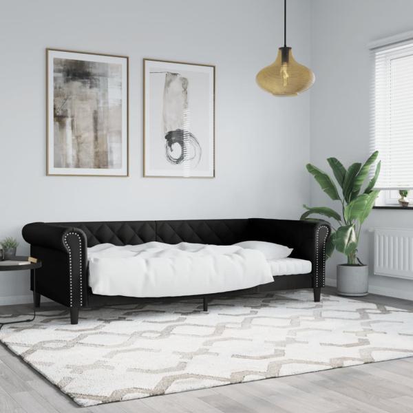 ARDEBO.de - Tagesbett Schwarz 90x200 cm Kunstleder