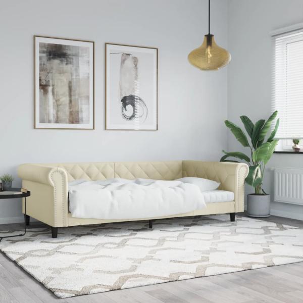 ARDEBO.de - Tagesbett Creme 100x200 cm Kunstleder