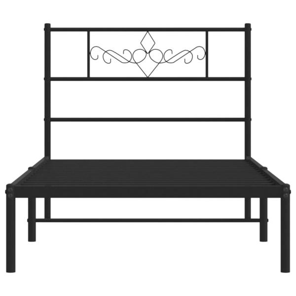 Bettgestell mit Kopfteil Metall Schwarz 90x200 cm
