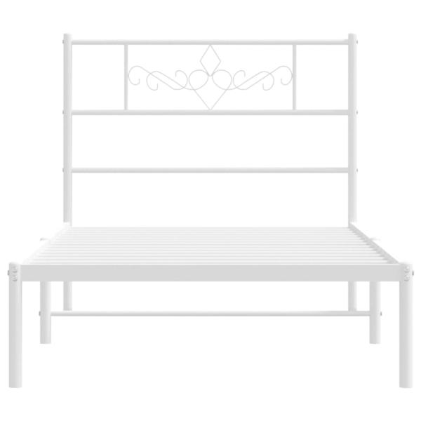 Metallbett ohne Matratze mit Kopfteil Weiß 75x190 cm