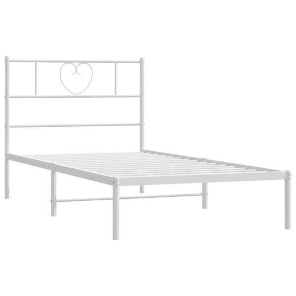 Bettgestell mit Kopfteil Metall Weiß 90x200 cm