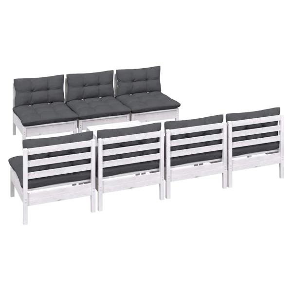 8-tlg. Garten-Lounge-Set mit Anthrazit Kissen Kiefernholz