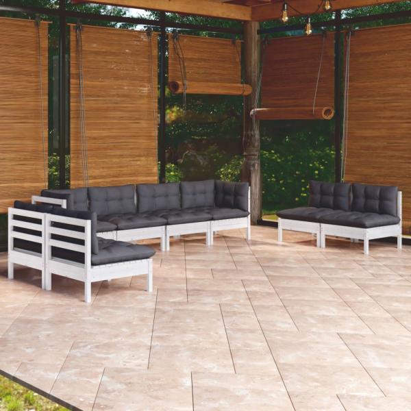ARDEBO.de - 8-tlg. Garten-Lounge-Set mit Kissen Kiefer Massivholz