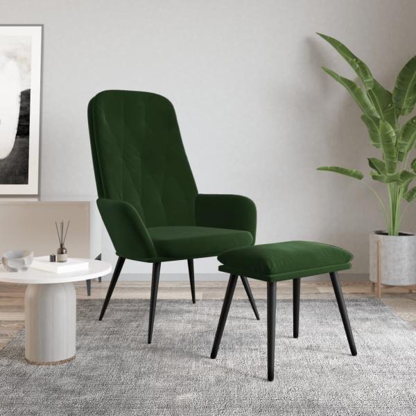 ARDEBO.de - Relaxsessel mit Hocker Dunkelgrün Samt