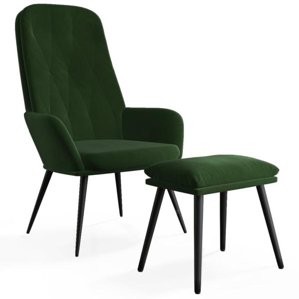 Relaxsessel mit Hocker Dunkelgrün Samt
