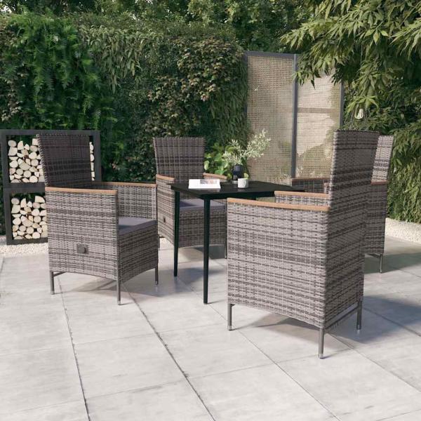 ARDEBO.de - 5-tlg. Garten-Essgruppe mit Kissen Grau