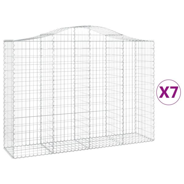 Gabionen mit Hochbogen 7 Stk. 200x50x140/160cm Verzinktes Eisen