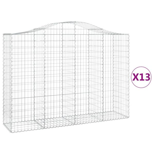 Gabionen mit Hochbogen 13Stk. 200x50x140/160cm Verzinktes Eisen