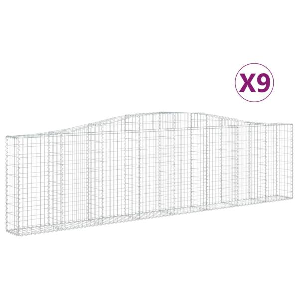 Gabionen mit Hochbogen 9 Stk. 400x30x100/120cm Verzinktes Eisen