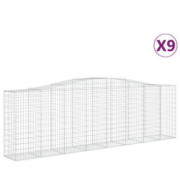 Gabionen mit Hochbogen 9 Stk. 400x50x120/140cm Verzinktes Eisen