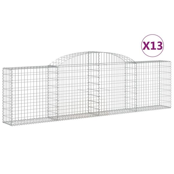 Gabionen mit Hochbogen 13 Stk. 300x30x80/100cm Verzinktes Eisen