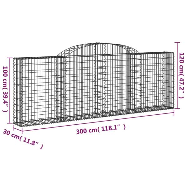 Gabionen mit Hochbogen 9 Stk. 300x30x100/120cm Verzinktes Eisen