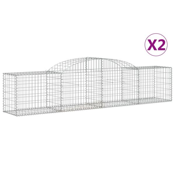 Gabionen mit Hochbogen 2 Stk. 300x50x60/80 cm Verzinktes Eisen