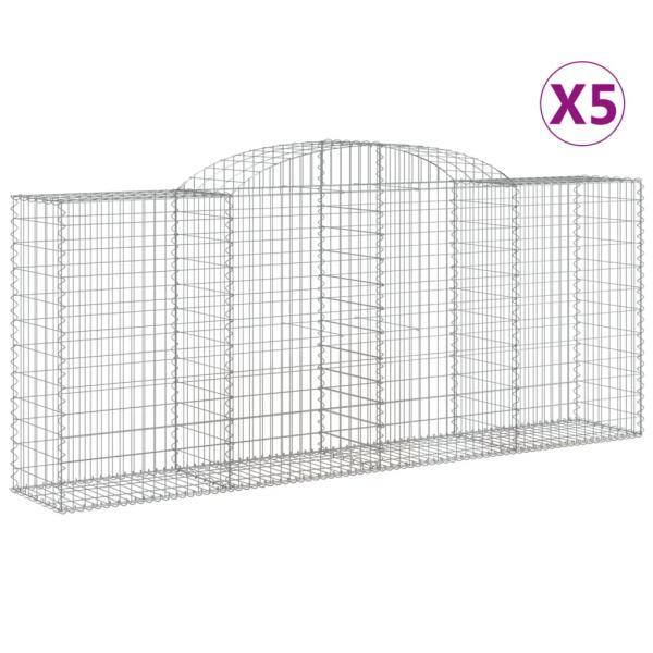 Gabionen mit Hochbogen 5 Stk. 300x50x120/140cm Verzinktes Eisen