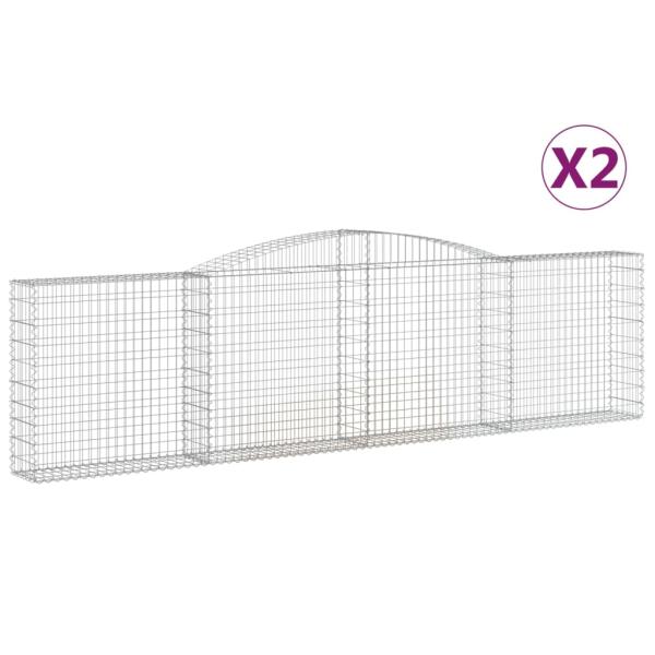 Gabionen mit Hochbogen 2 Stk. 400x30x100/120cm Verzinktes Eisen