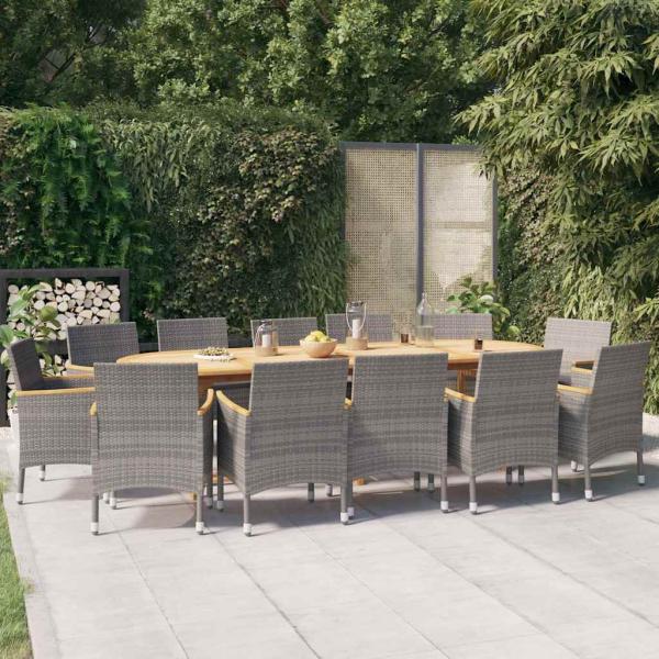 ARDEBO.de - 13-tlg. Garten-Essgruppe mit Kissen Grau