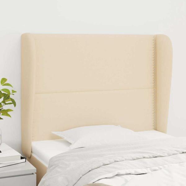 ARDEBO.de - Kopfteil mit Ohren Creme 93x23x118/128 cm Stoff