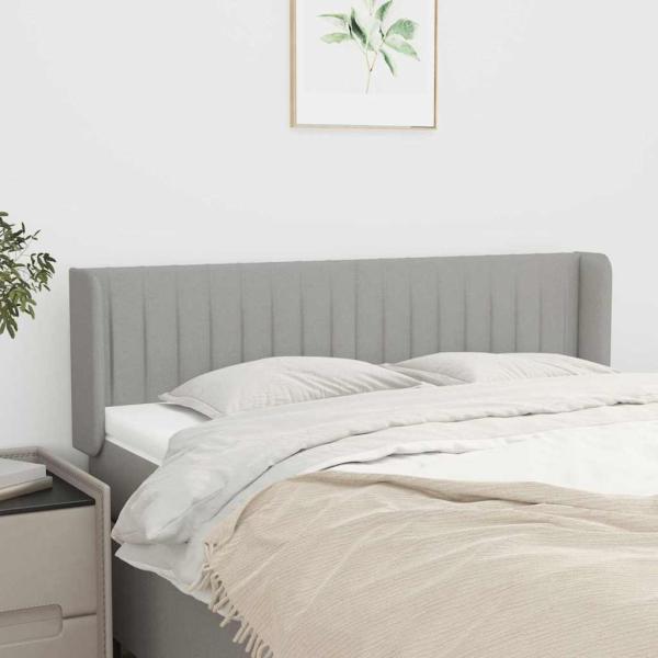 ARDEBO.de - Kopfteil mit Ohren Hellgrau 147x16x78/88 cm Stoff