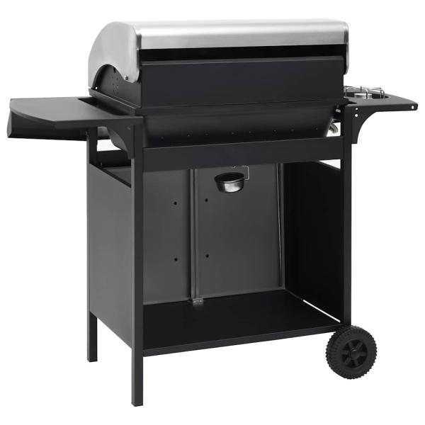 Gasgrill 4+1 Flammen Schwarz und Silbern Stahl & Edelstahl