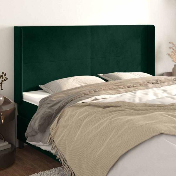 ARDEBO.de - Kopfteil mit Ohren Dunkelgrün 183x16x118/128 cm Samt
