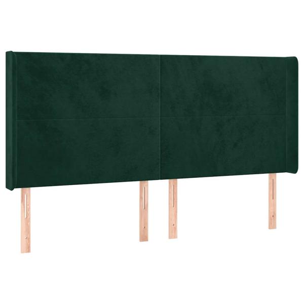 Kopfteil mit Ohren Dunkelgrün 183x16x118/128 cm Samt