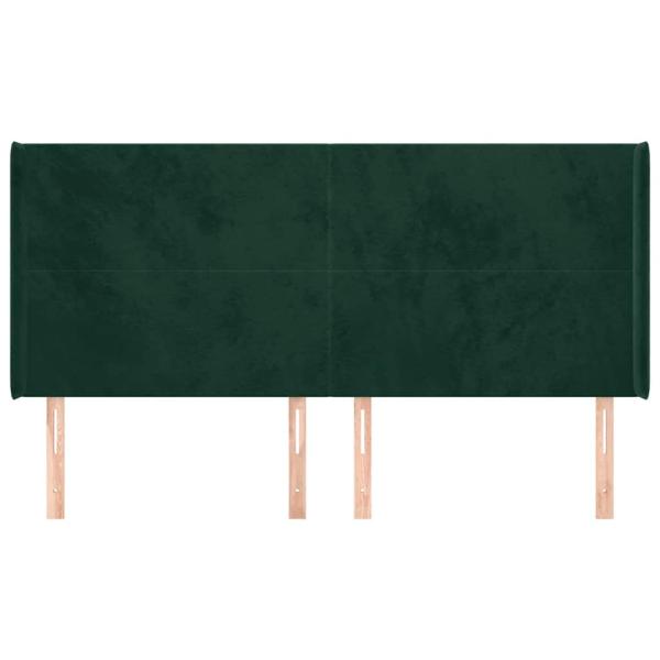 Kopfteil mit Ohren Dunkelgrün 183x16x118/128 cm Samt