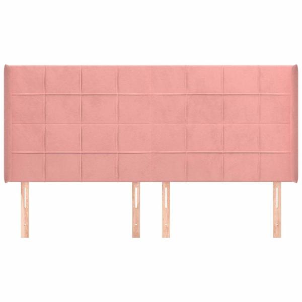 Kopfteil mit Ohren Rosa 163x16x118/128 cm Samt