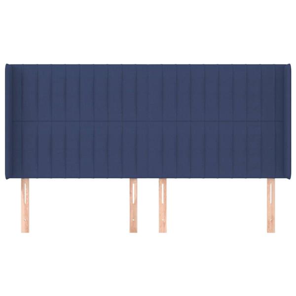 Kopfteil mit Ohren Blau 203x16x118/128 cm Stoff