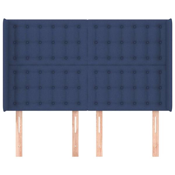 Kopfteil mit Ohren Blau 147x16x118/128 cm Stoff