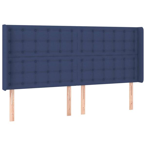 Kopfteil mit Ohren Blau 163x16x118/128 cm Stoff