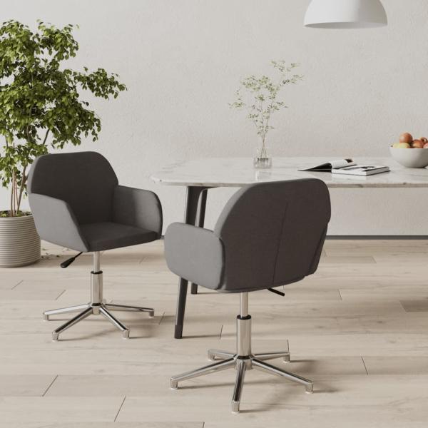 ARDEBO.de - Esszimmerstühle 2 Stk. Drehbar Dunkelgrau Stoff