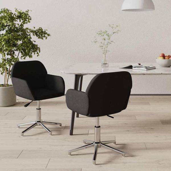 ARDEBO.de - Esszimmerst?hle 2 Stk. Drehbar Schwarz Stoff