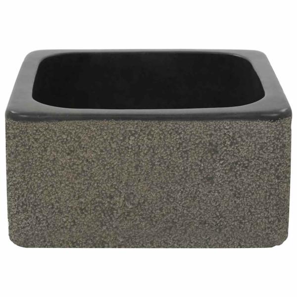 Waschbecken 30x30x15 cm Flussstein Schwarz